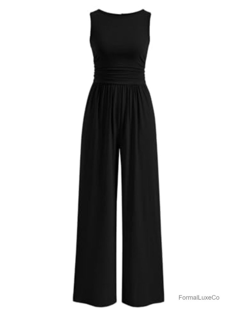 PRETTYGARDEN Women's Sleeveless Wide Leg Jumpsuit with Pockets for Casual